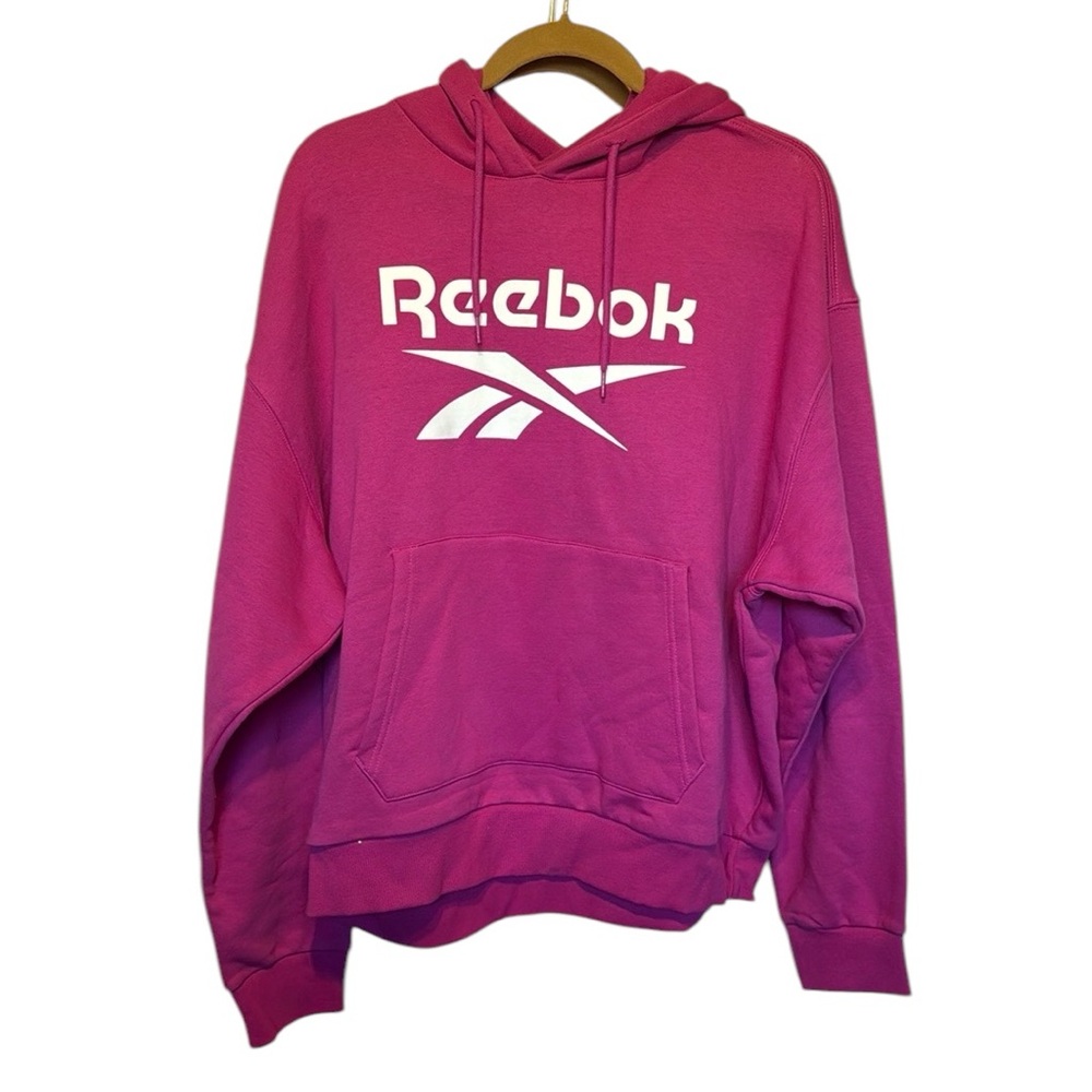 2X Drawstring Reebok Magenta Fleece Hoodie
